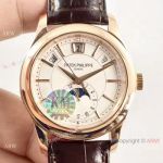 (KM)Swiss Patek Philippe Moonphase Replica Watch Rose Gold Annual Calendar Face